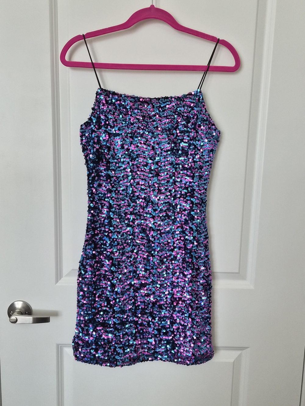 Four Hearts Blue Purple Sequins Mini Dress Size Medium